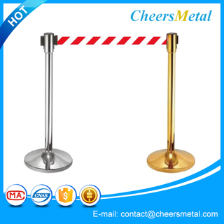 Metal queue line barrier stanchions