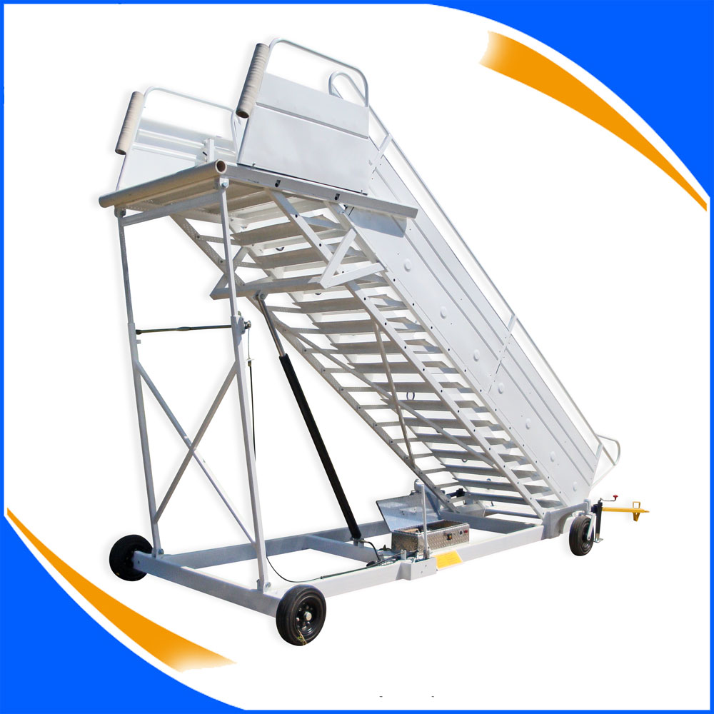 Hand push passenger boarding stairs for aviation ground service equipment