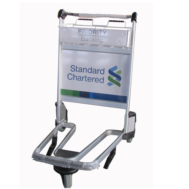 Aluminum Alloy 3 Wheels Airport Baggage Trolley with Brake